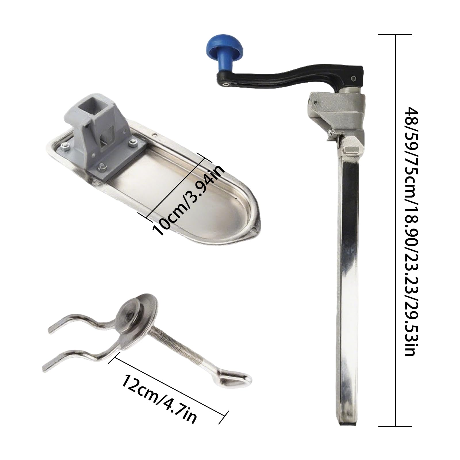 Abrelatas profesional de alta resistencia, manual de acero inoxidable para latas altas, base de acero duradera para uso industrial. plata 75cm/29.5in