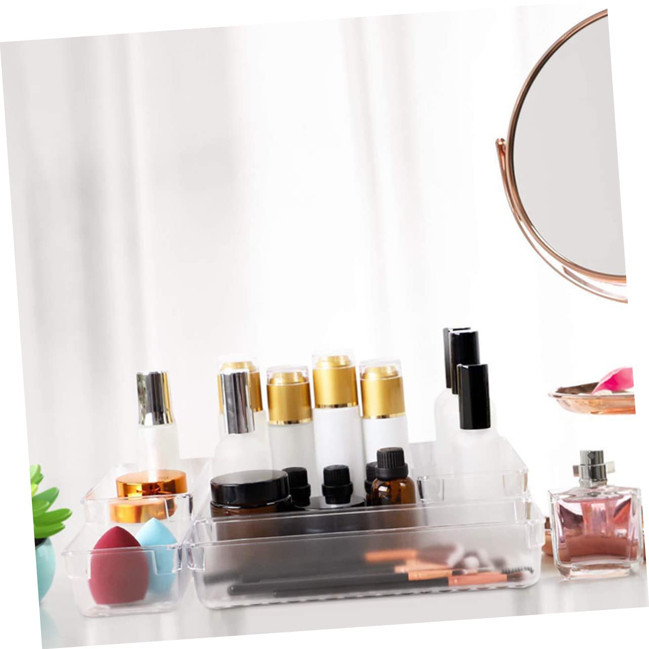 DOITOOL Vassoio Portaoggetti in Plastica per Organizer per Bagno Scatola per Scrivania Contenitore di Stoccaggio Semplice e Resistente