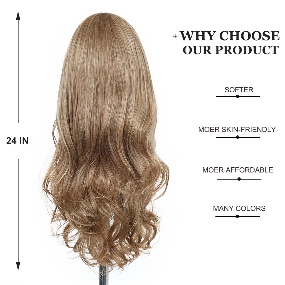 Esmee 24 Pouces Longs Cheveux Synthétiques Bouclés Perruques pour Femmes Raie Moyenne Blonde