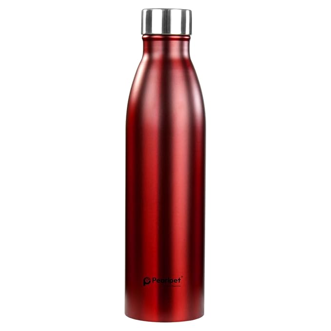 PEARLPET S10 Stainless Steel Single Wall Water Bottle, Light Weighted Leak-Proof Use for Office, School, Outdoor & Gym, 1000ml- Red