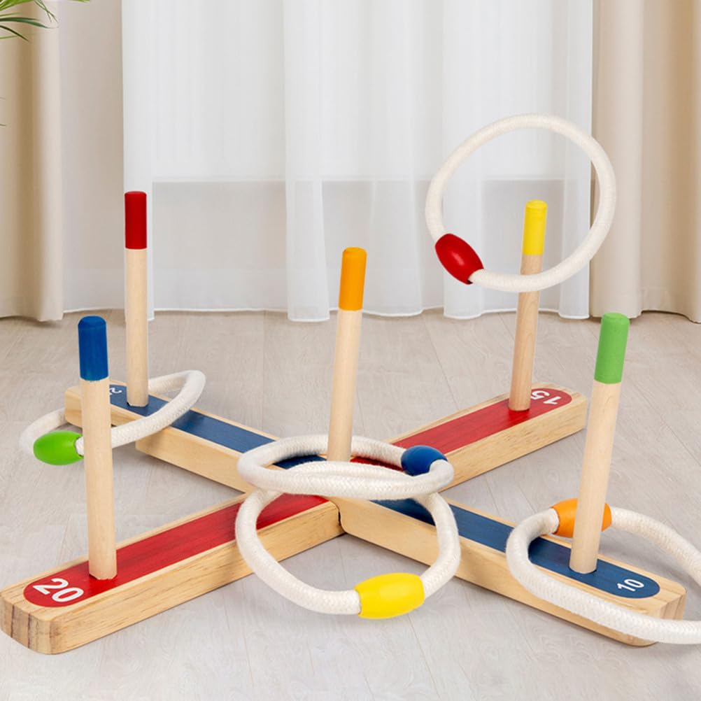Gioco del Lancio ad Anelli in Legno, Giocattolo ad Anelli da lanciare per Interno ed Esterno
