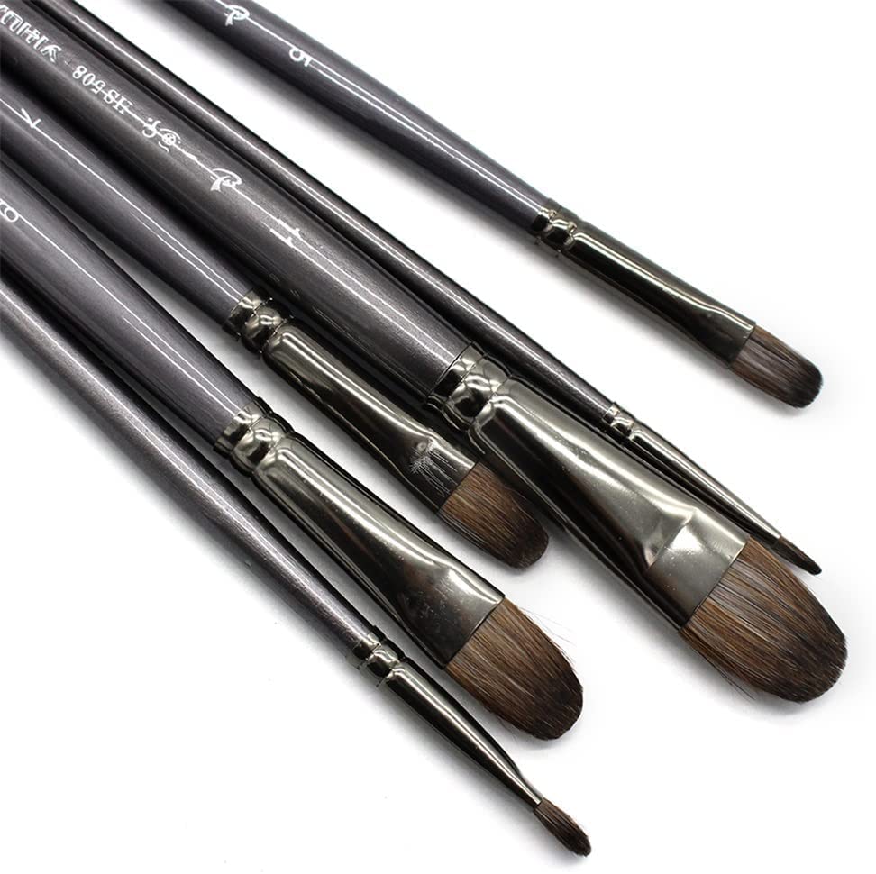 6 unids/Set de Herramientas Profesionales, Pincel para Pintar al óleo, Pincel de Dibujo, Pluma de Avellana para Arte de Pintura acrílica Decorate