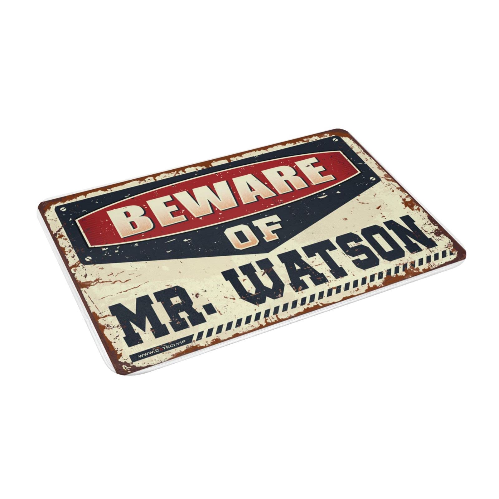 Zerbino autunnale per interni con scritta "Beware of Mr. Watson" (65 x 90 cm)