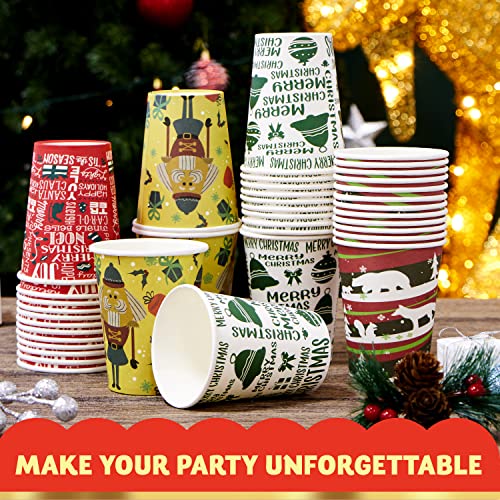 Joyin 48 Pcs Christmas Disposable Cups Holiday Supplies 9-Ounce Paper Cocoa Cups, Xmas Party Drinkware Supplies For Coffee Tea Beverage (Multicolor) #TOP3