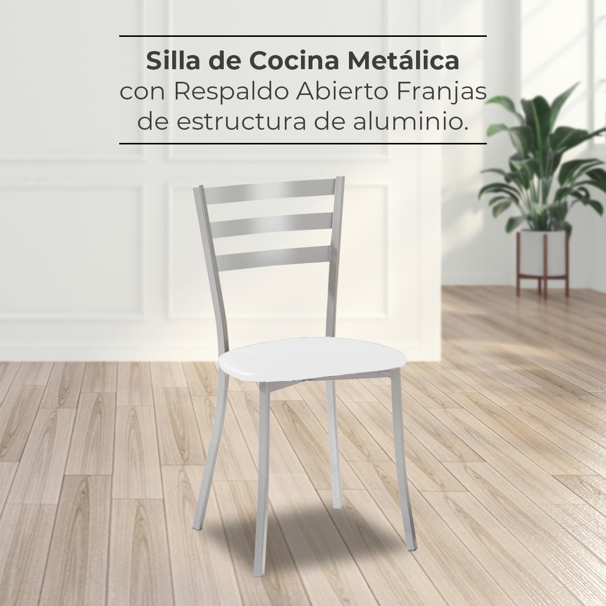 ASTIMESA SCALMBL Due sedie da Cucina, Metallo Pelle Sintetica Alluminio, Bianco, Altura de asiento 45 CMS