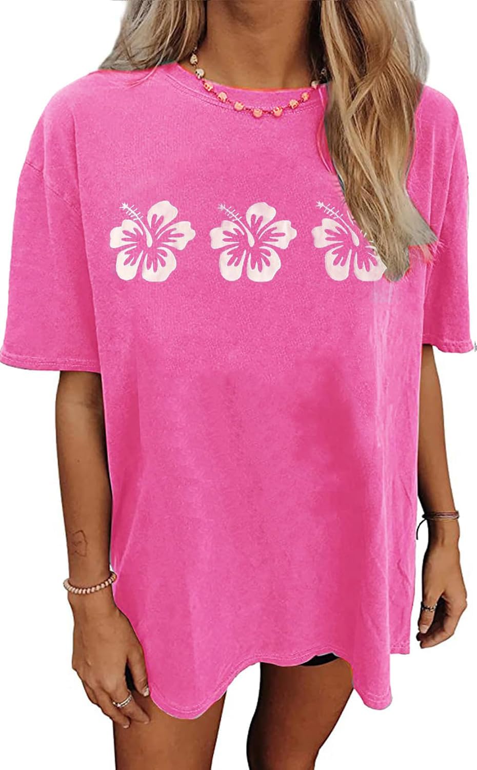 Womens Oversized Tshirt Flower Graphic Tees Nashville Music Short Sleeve Shirts Summer Casual Loose Beach Tops