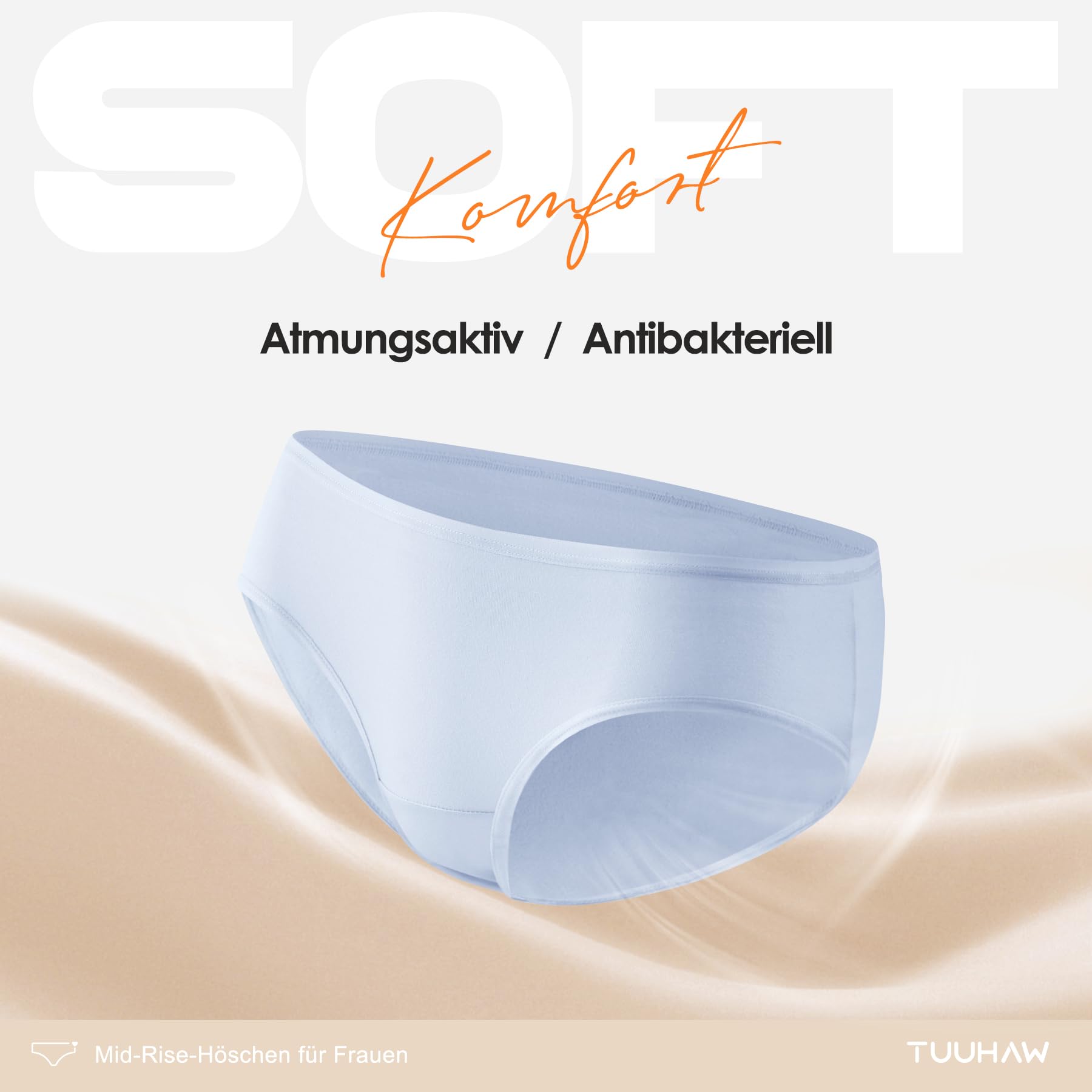 TUUHAW Mutande da Donna Midi Vita in Cotone Elasticizzato Pacco da 6
