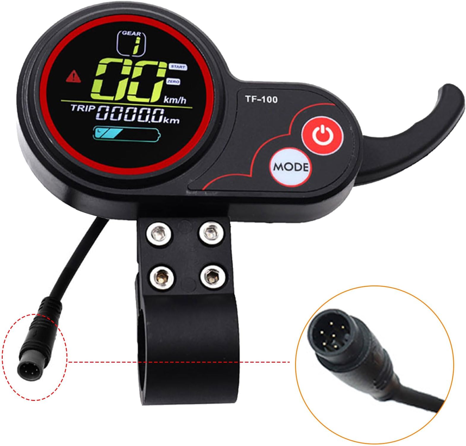 6 Pin Electric Scooter Communication Instrument Display 48V TF‑100, LCD Throttle Controller Panel Modification Accessories, Kick E-Scooter Skateboard Dashboard Spare Parts for 10 Inch KUGOO M4/M4 Pro