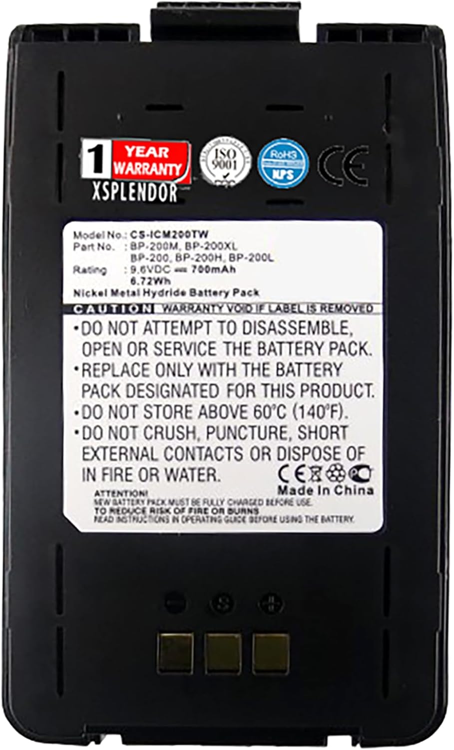 XPS Replacement Battery Compatible with ICOM IC-A23 IC-A5 IC-T8 IC-T81 IC-T81A IC-T8A PN BP-200 BP-200H BP-200L BP-200M BP-200XL