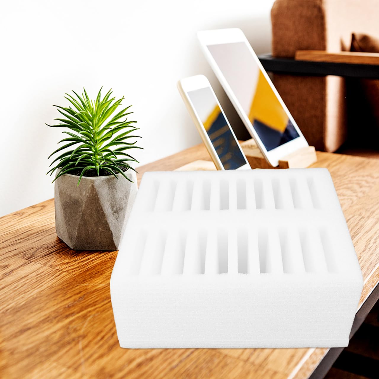 SOIMISS Organisateur De Téléphone Portable Avec 20 Compartiments Boîte De Rangement Pour Bureau Et Salle De Classe Protection Intérieure Perlé 10.83X9.45X3.54In
