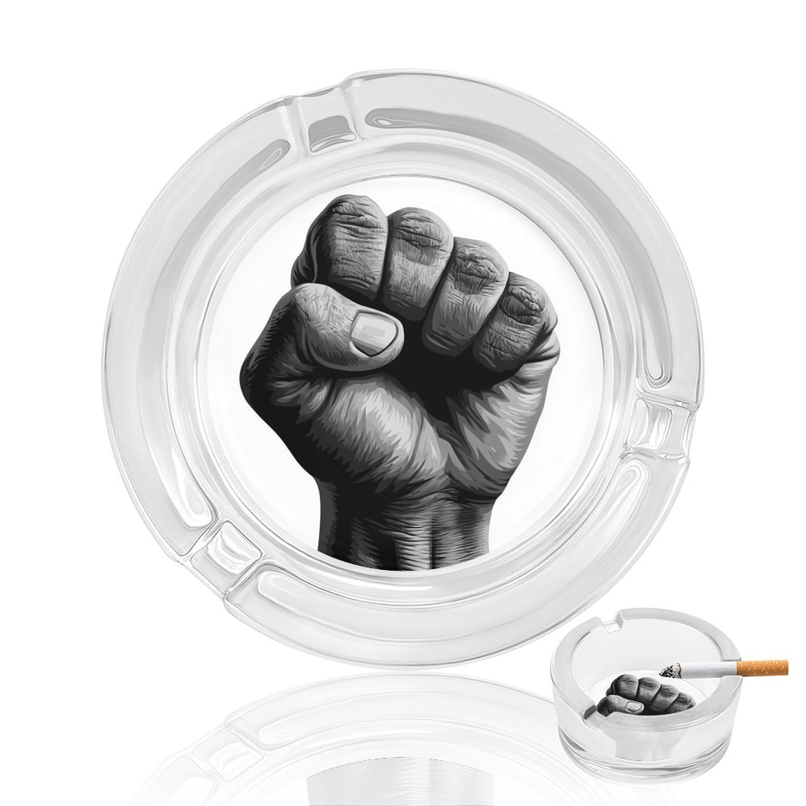 Simple Fist Black And White Glass Ashtray for Cigarettes Portable Decorative Ash Trays for Home Office Decor