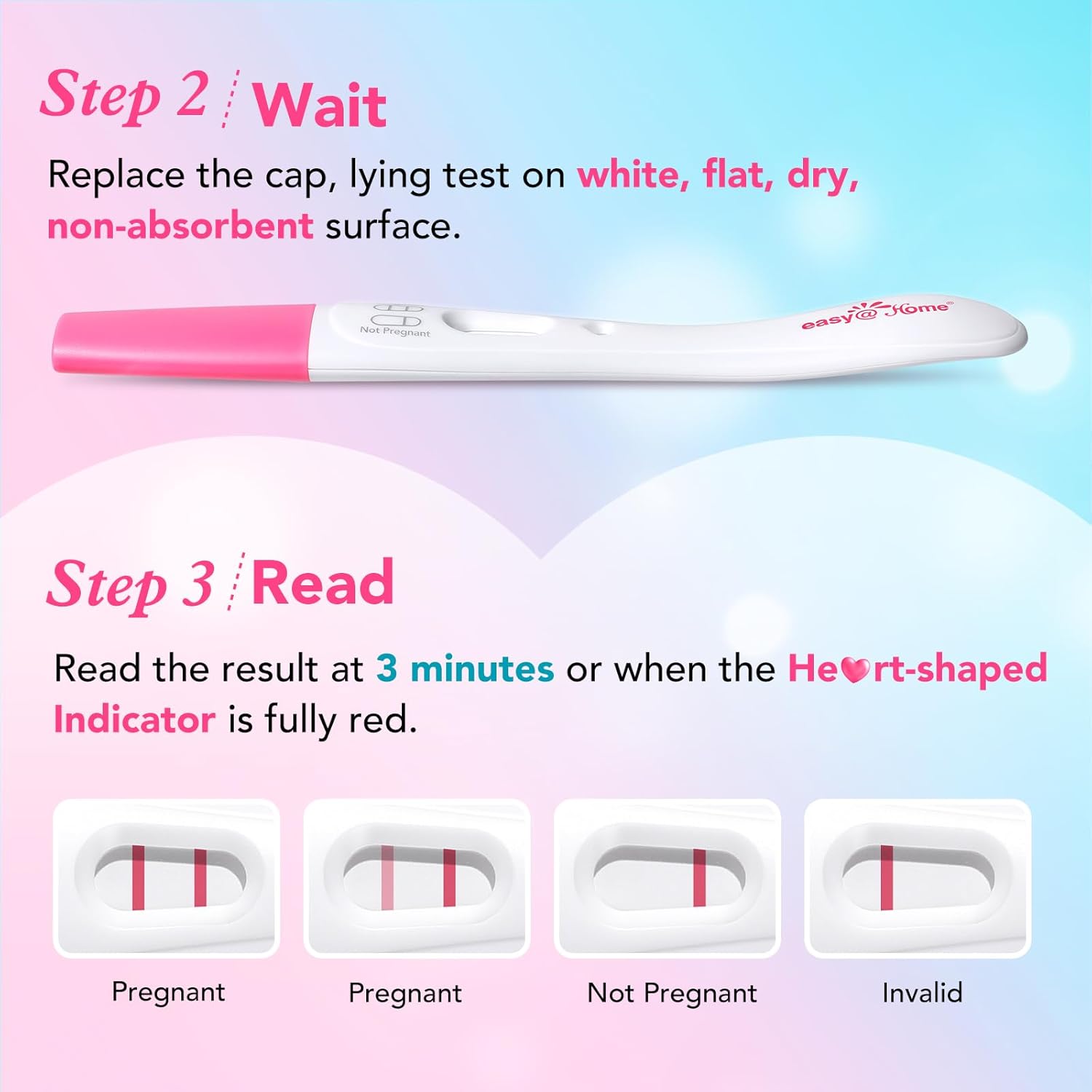 Easy@Home Smart Timing Pregnancy Test: Over 99% Accuracy for Early hCG Detection - Fast Results in Just 3 Minutes with Unique Love Heart Indicator | 5 Pack - Image 6