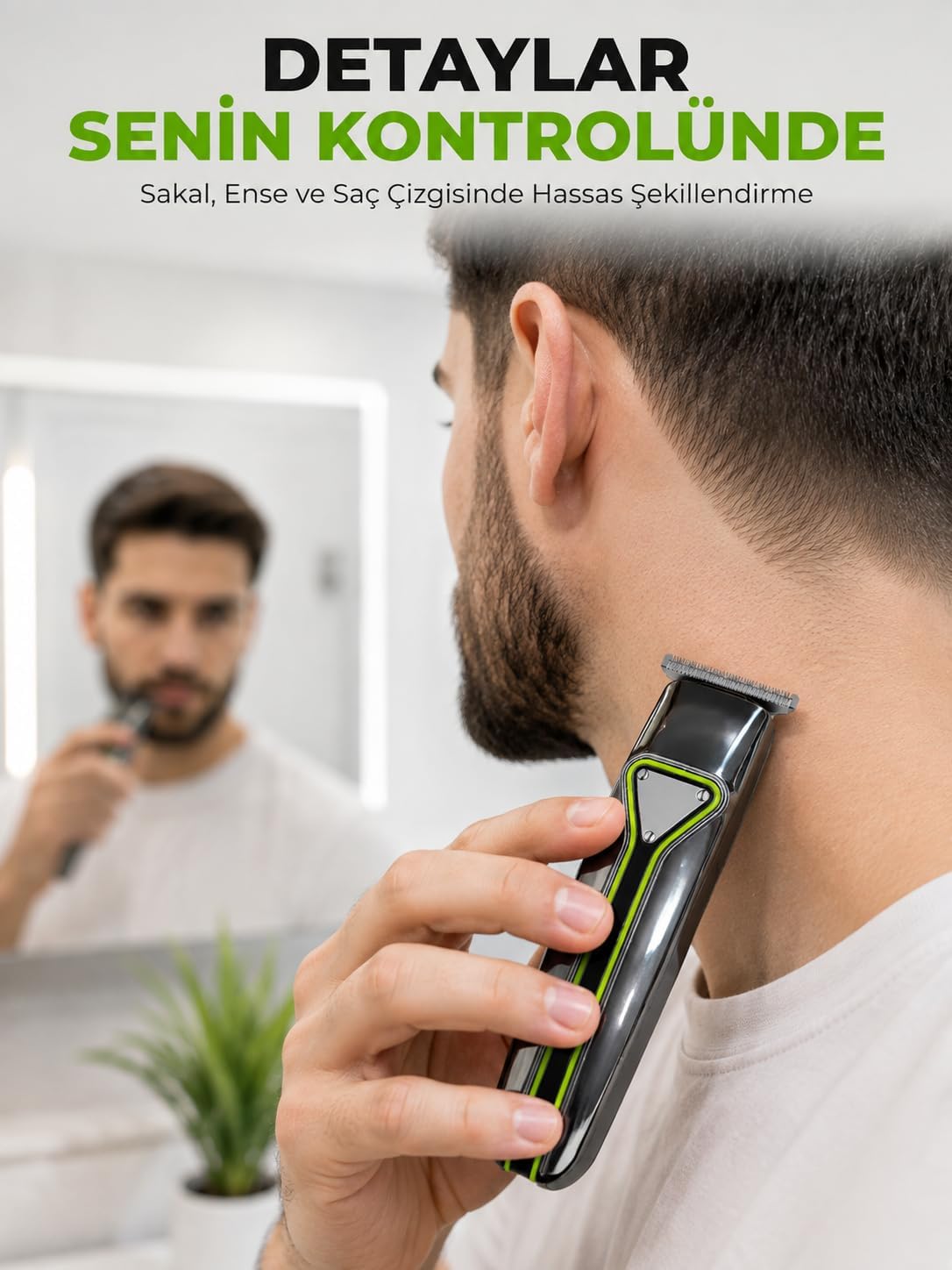 Profesyonel Erkek Tıraş Makinesi 3 Taraklı T Tipi Bıçaklı USB Şarjlı Saç Sakal Kesme Makinesi