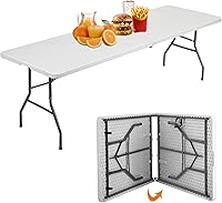 Vista 12 de BestOffice Mesa de picnic plegable de 4 pies, mesa de plástico plegable para eventos de fiesta, color negro