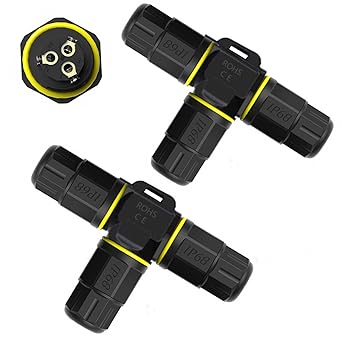 3 Way Junction Box IP68 Waterproof Electrical Junction Box 3 Pin Junction Box Outdoor Cable Connector for Underground/Outdoor ?0.18-0.4in, Shielded Field Installable - 2Pack