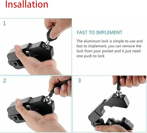 Miniatura 7 de Worldmotop - Cerradura antirrobo para manillar de alta resistencia con protector de palanca para motocicletas, Dirt Street Bike ATV, Scooter y