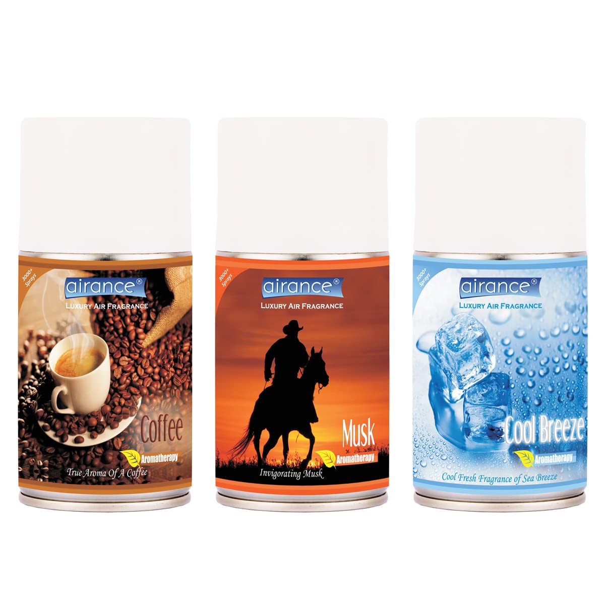 Airance Air Freshener Refill Coffee, Musk & Cool Breeze - 250 ML - 3000+ Sprays - Fits Almost All The Dispensers