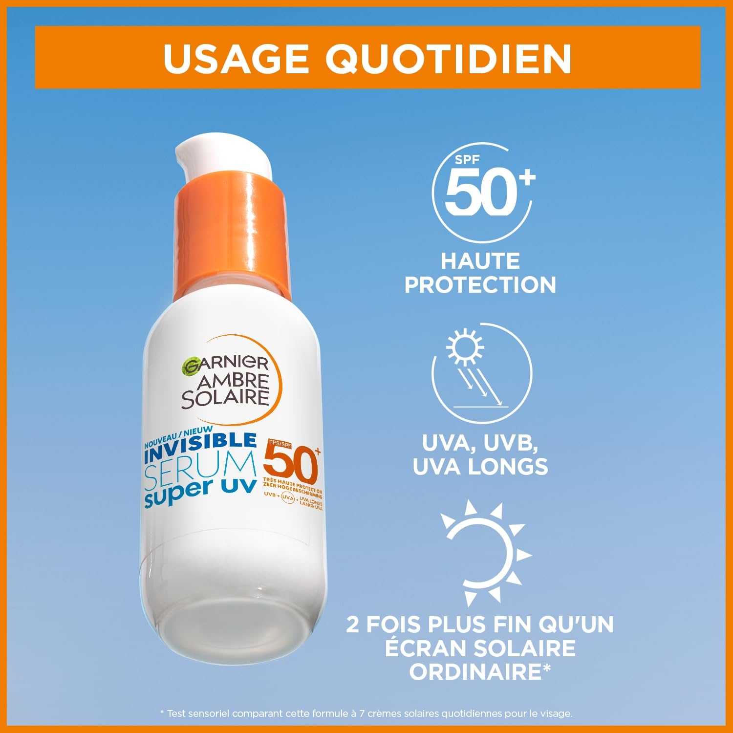 Garnier Amber Solar Super UV - Niewidzialne serum do twarzy - bardzo wysoka ochrona SPF50+ - dla wszystkich rodzajów skóry - 30 ml