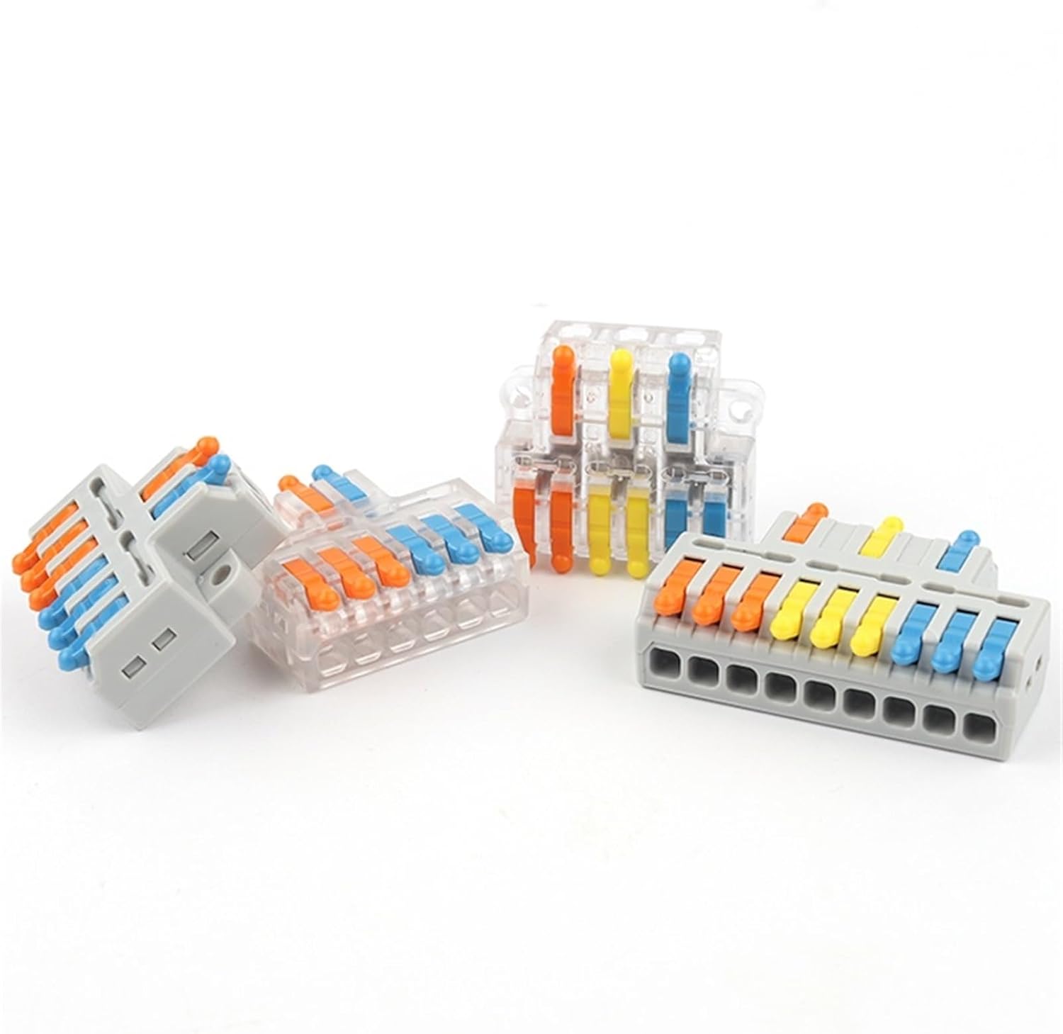 Fast Universal Wire Connector Conductor Compact 2 in 4/6 Out 3 in 6/9 Out Splitter Terminal Block 0.08-4.0mm2 5Pcs(D3-6T)