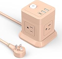 Vista 1 de Regleta de alimentación cúbica, FDTEK 4 salidas ampliamente espaciadas con 3 USB (1 USB C) Regleta de alimentación de enchufe plano con cables
