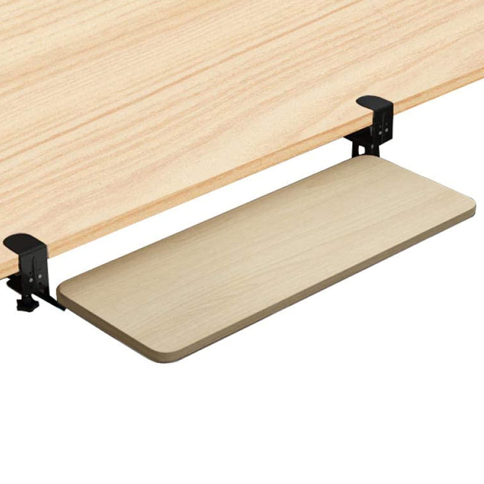 CVJdfhRE desk extender， For Home Office Computer Desk Extender, Under Sliding Keyboard Drawer Platforms, with Clamp, Easy Install, Ergonomic(Maple,65X25cm/25.5X10inch)