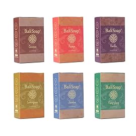 Bali Soap Luxury Gift Set - 6 Handcrafted Natural Bar Soaps with Exotic Tropical Scents, Premium Spa Quality Vegan Soaps for Face & Body, Authentic Balinese Heritage Collection