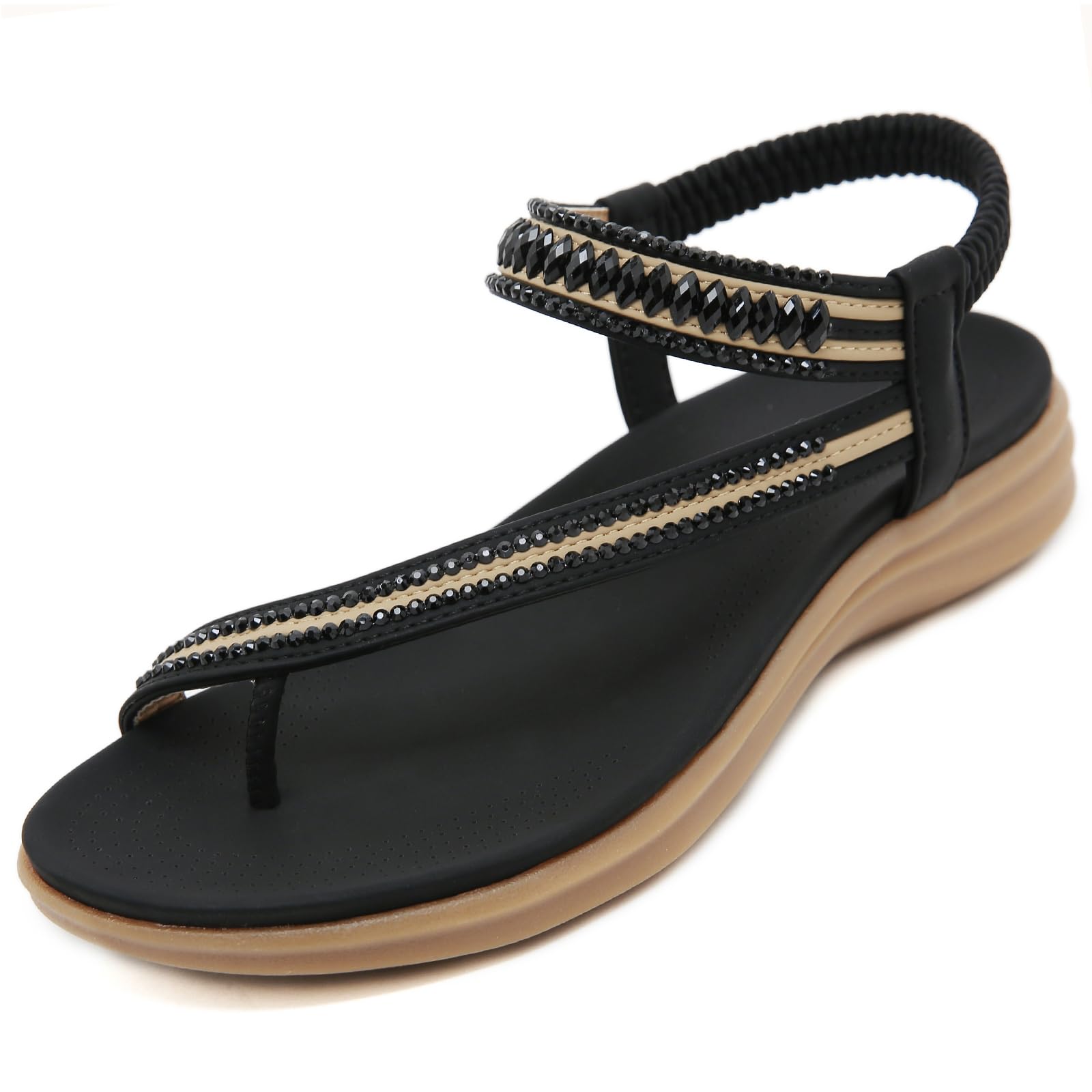 ZDQ Flache Sandalen Damen Sommer mit Weich Fußbett, Gr.35-45