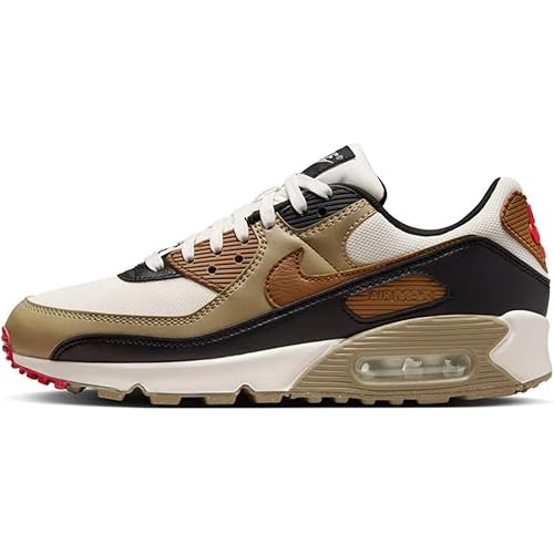 Nike Air Max 90 Women's Shoes (DH8010-005, Phantom/Black/Fire Red/Light British Tan)