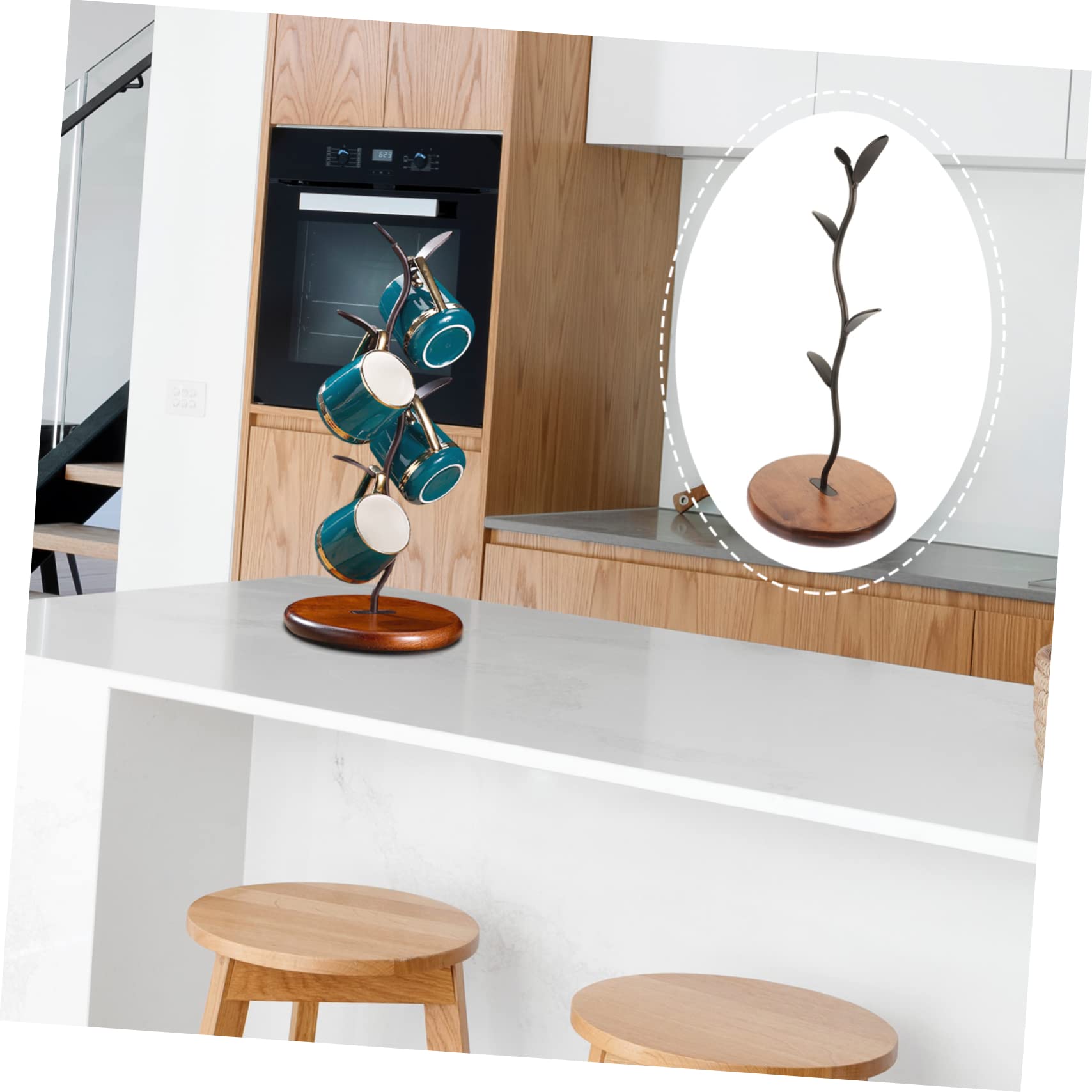 TOPBATHY Portavasos de Café en Forma de Árbol de Madera E Hierro | Estilo Americano Rústico, Acabado Resistente y Ventilado, para Cocina Doméstica Restaurante
