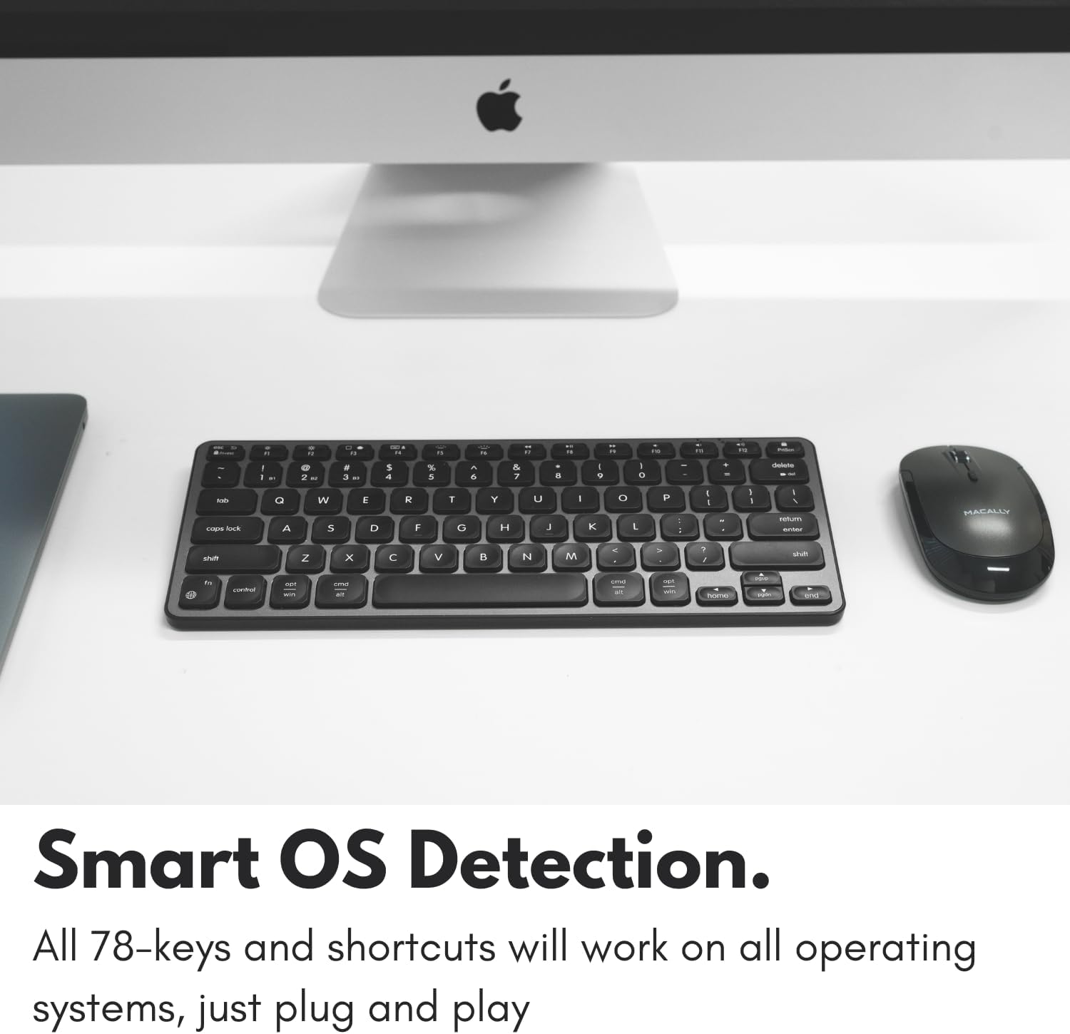 Macally Compact Backlit Bluetooth Keyboard for Mac – Space-Saving, Rechargeable Multi-Device Compatible Apple Wireless Keyboard for MacBook Pro/Air, iMac, Mac mini