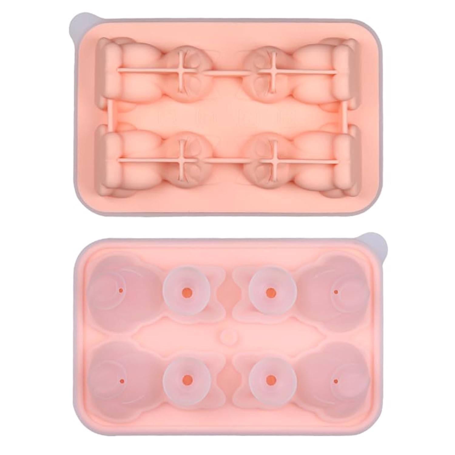 Cute 3D Cat Silicone Ice Cube Tray Mold Cartoon Animal Ice Box BPA-Free (Pink)