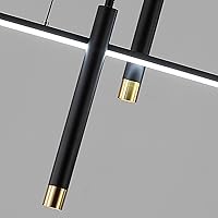 Vista 7 de Lámpara de araña LED moderna, regulable, lineal negra, con cuadrados, lámpara colgante de comedor de 39 pulgadas, lámpara colgante de isla de cocina