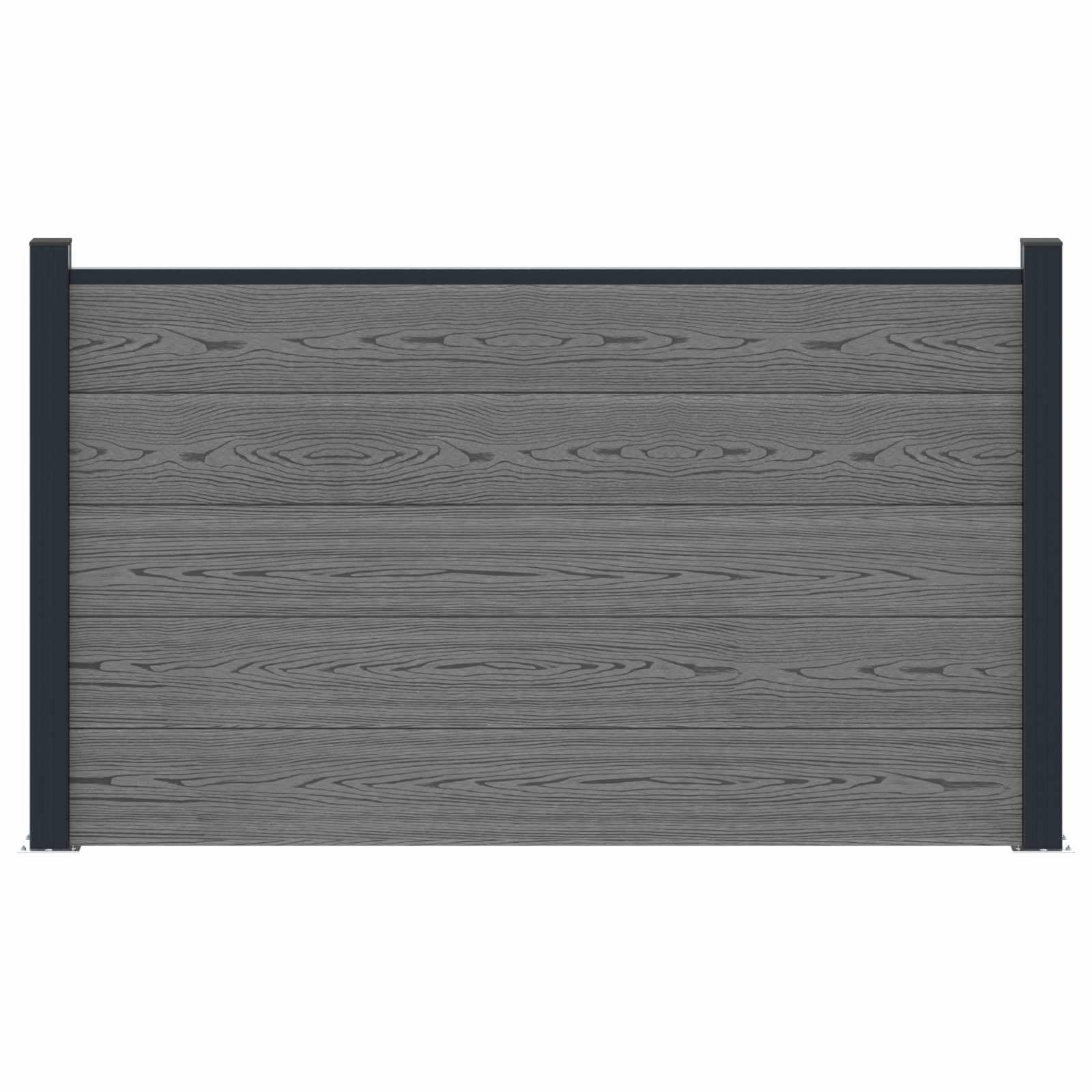 WPC Zaunelement Sichtschutzzaun Grau 180x105 cm Aluminium Garten Sichtschutzwindschutz Modulares Zaunpaneel Komplettset für Garten Terrasse Außenbereich