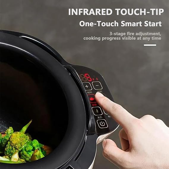 2000w Automatic Pot Stirrer, 6l Rotating Cooking Pot, with Smart Touch Panel, Three-Speed Fire Adjustment, One-Button Smart Start, Suitable for Home and Supermarkets