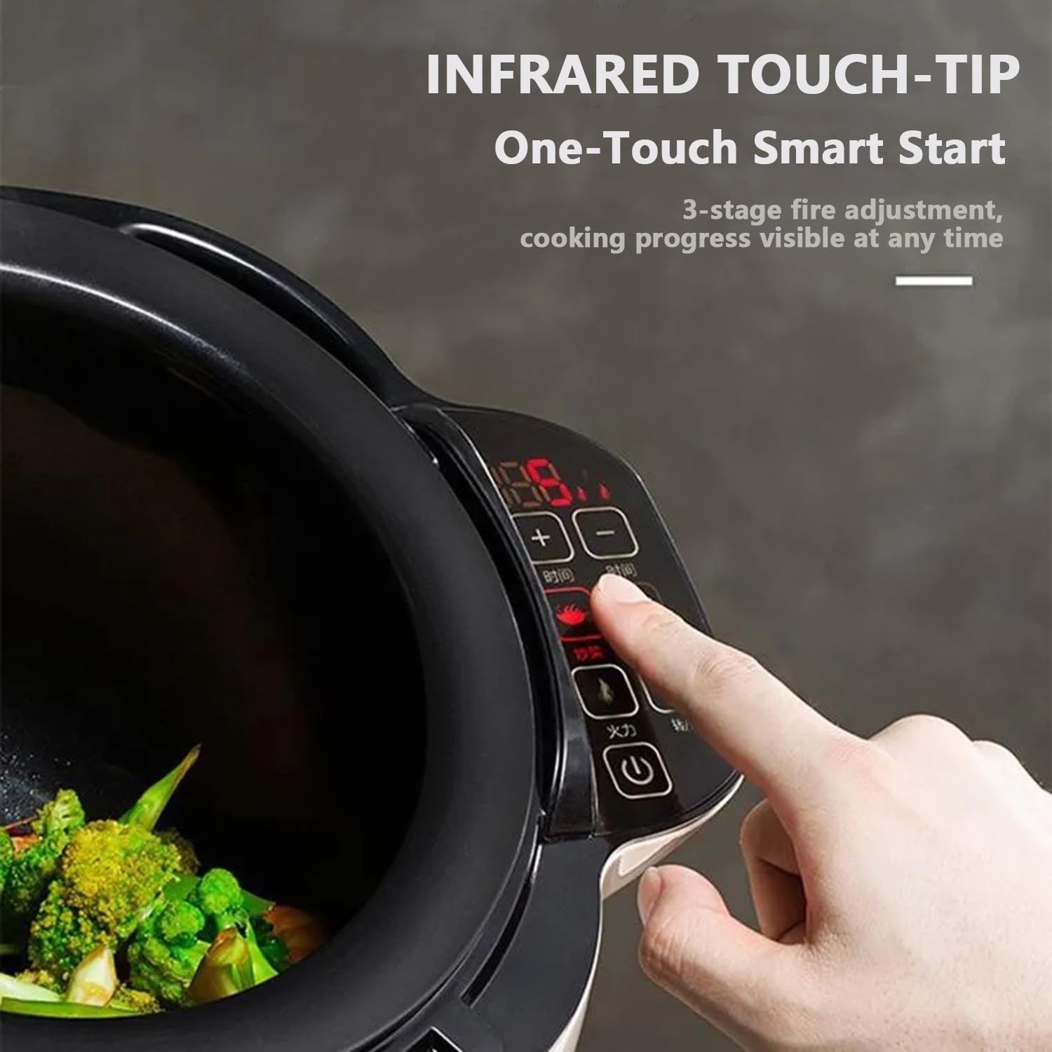 Mescolatore Automatico per Pentole, Con Pentola Interna in Acciaio Inossidabile E Pannello Touch Intelligente, Regolazione Del Fuoco a Tre Velocità, 1 a 99 Minuti, Per Friggere, Stufare, Cucinare