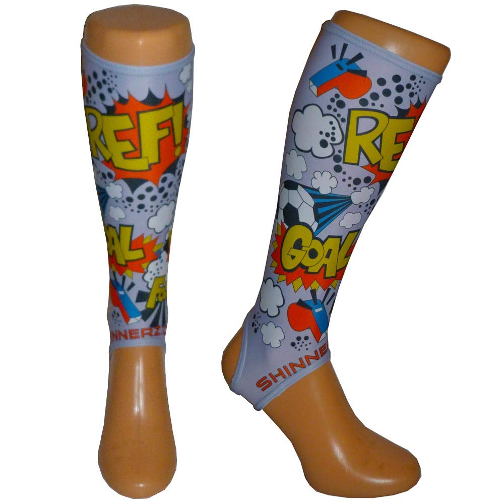 Shin Pad Inner Socks - Under Shin Guard Liners for Children - for Hockey & Football - PROtects from shin rash/rubbing - for Girls & Boys - Choice of Size (Football crazy, medium, 13-14 yrs) โ image 1