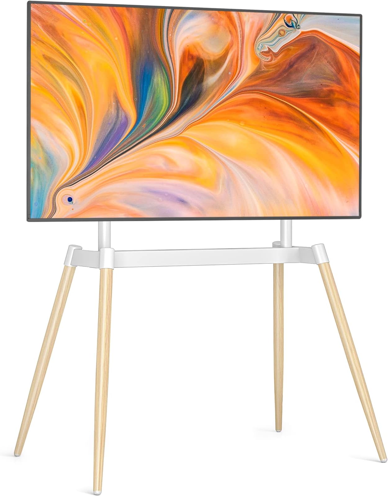 RFIVER Floor TV Stand for 32-80 Inch LED LCD OLED Screen up to 60 kg - Height Adjustable Studio Easel TV Tripod Stand with 4 Wooden Legs Stand - Max VESA 660x400mm