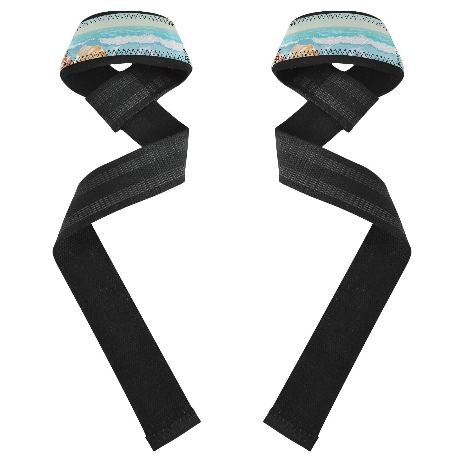 Nander Summer Beach Shells Wrist Straps for Weightlifting,Lifting Straps with Neoprene Cushioned Wrist Padded and Anti-Skid Silicone for Strength Training,Bodybuilding,Deadlifting