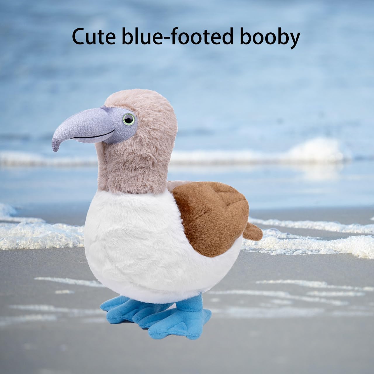 Tiny Heart Simulation Blue Footed Booby Plush Toy, 11.8inch Super Soft and Cute Bird Blue Footed Booby Stuffed Animal Toys Fun Kids Gift Home Decor