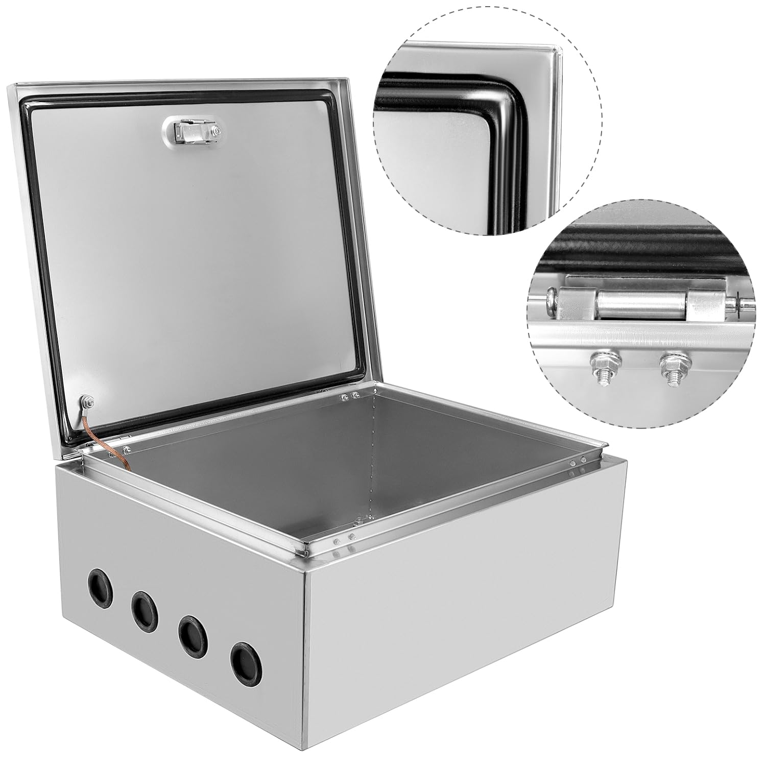 QWORK® Quadro elettrico 50x40x20 cm in acciaio inox 304 - scatola di alimentazione a parete con solida serratura e guarnizione impermeabile