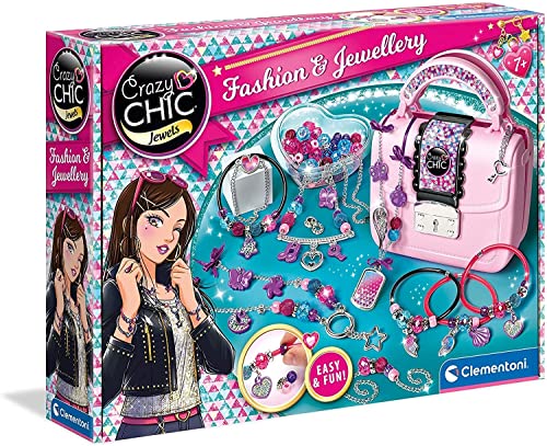 Clementoni Crazy Chic Mode & Schmuck - Schmuck-Set zum Basteln von Armbändern, Ketten & Anhängern - Kreativ-Spielzeug für Kinder ab 7 Jahren, 18598