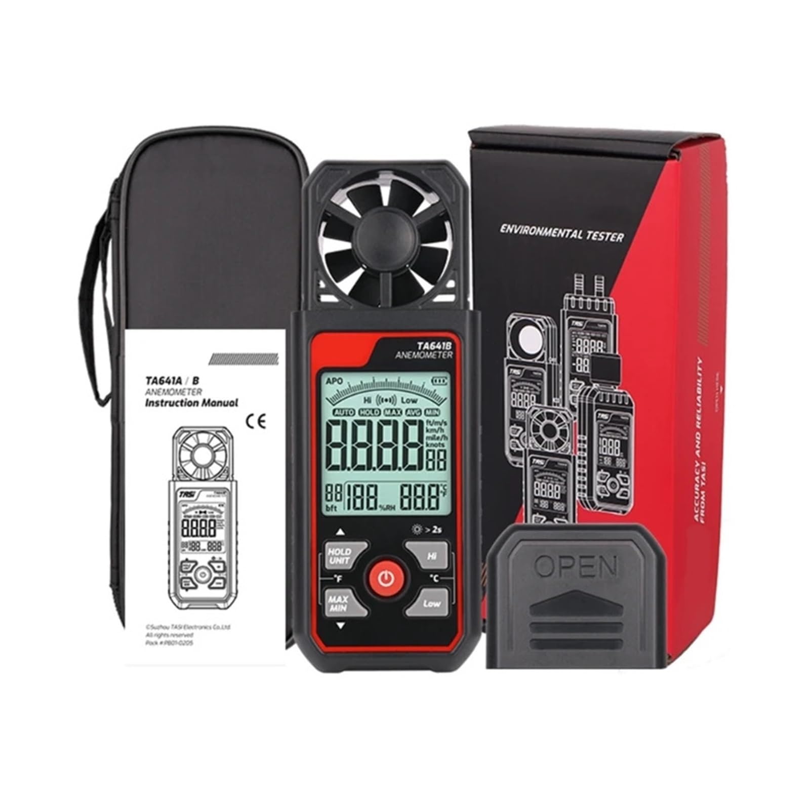 Anemometer, tragbares digitales LCD-Windgeschwindigkeitsmessgerät zur Messung von Windchills(TA641B)