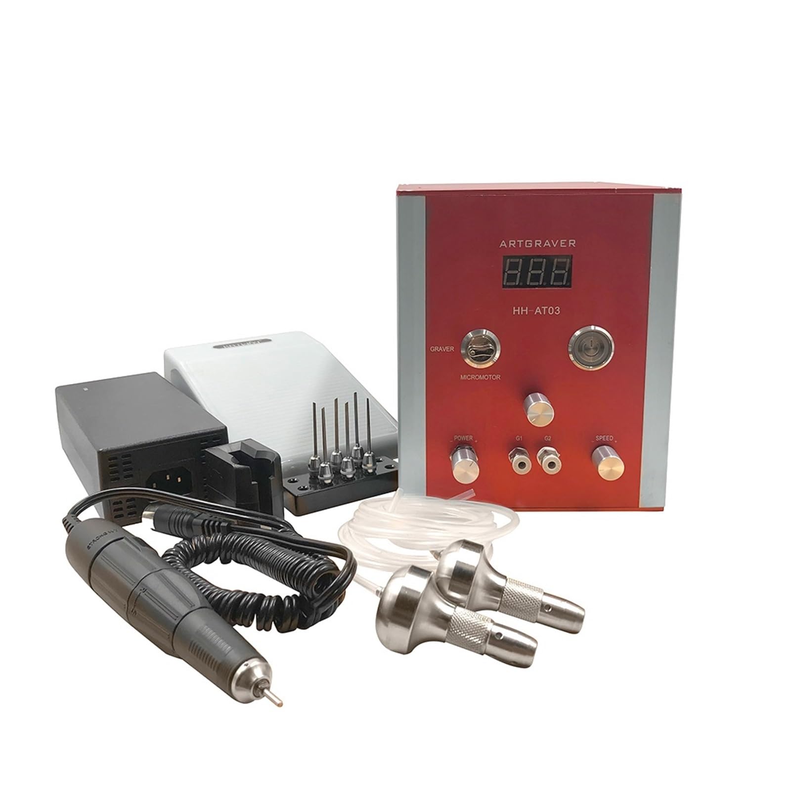 LNHHG AT03 Art Graver Pneumatic Engraving Tools Jewelry Engraving Machine Graver Machine Graver And moto(Rosso)