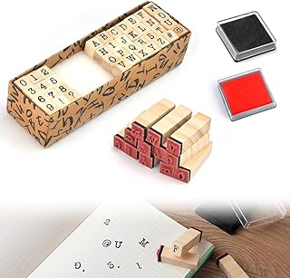 KITERI 40 Pcs Alphabet Stamps Set Wooden Rubber Stamps Kit Number and Symbol Stamps Set Multipurpose Craft Ink Stamp Kit Mini Letter Stamps and Ink Pad Set for Scrapbook Card Making Arts Craft
