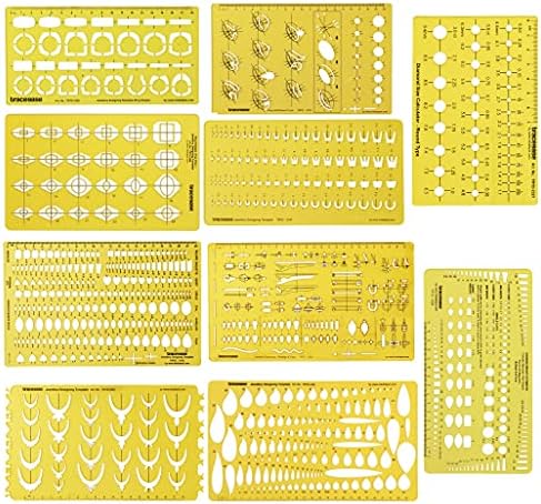 Traceease Multi,Pattern Jewelry Template for Rings- Stones- Diamond Size & Weight Estimator Drafting Tools Stencils- Pack of 10 Pieces
