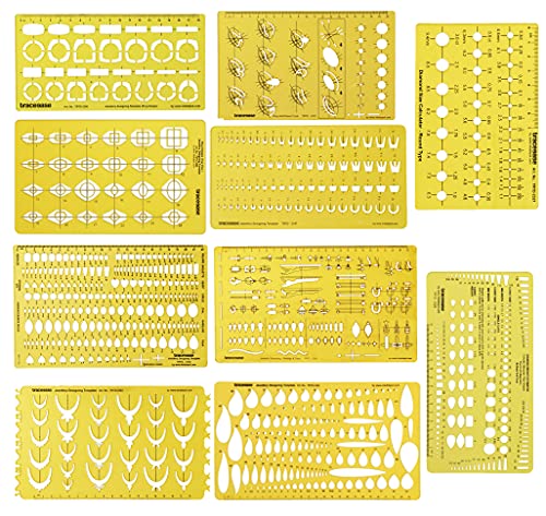 Traceease Multi,Pattern Jewelry Template For Rings- Stones- Diamond Size & Weight Estimator Drafting Tools Stencils- Pack Of 10 Pieces #TOP1