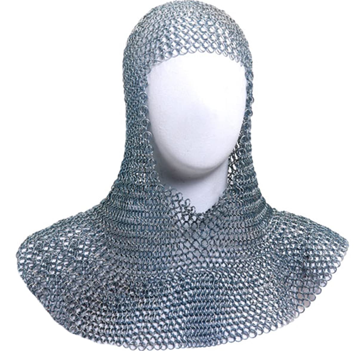 Aluminum Round Riveted Chainmail Coif Medieval Chain Mail Head Coif Templar Crusader Knight Re-Enacment Armor Costume Hood