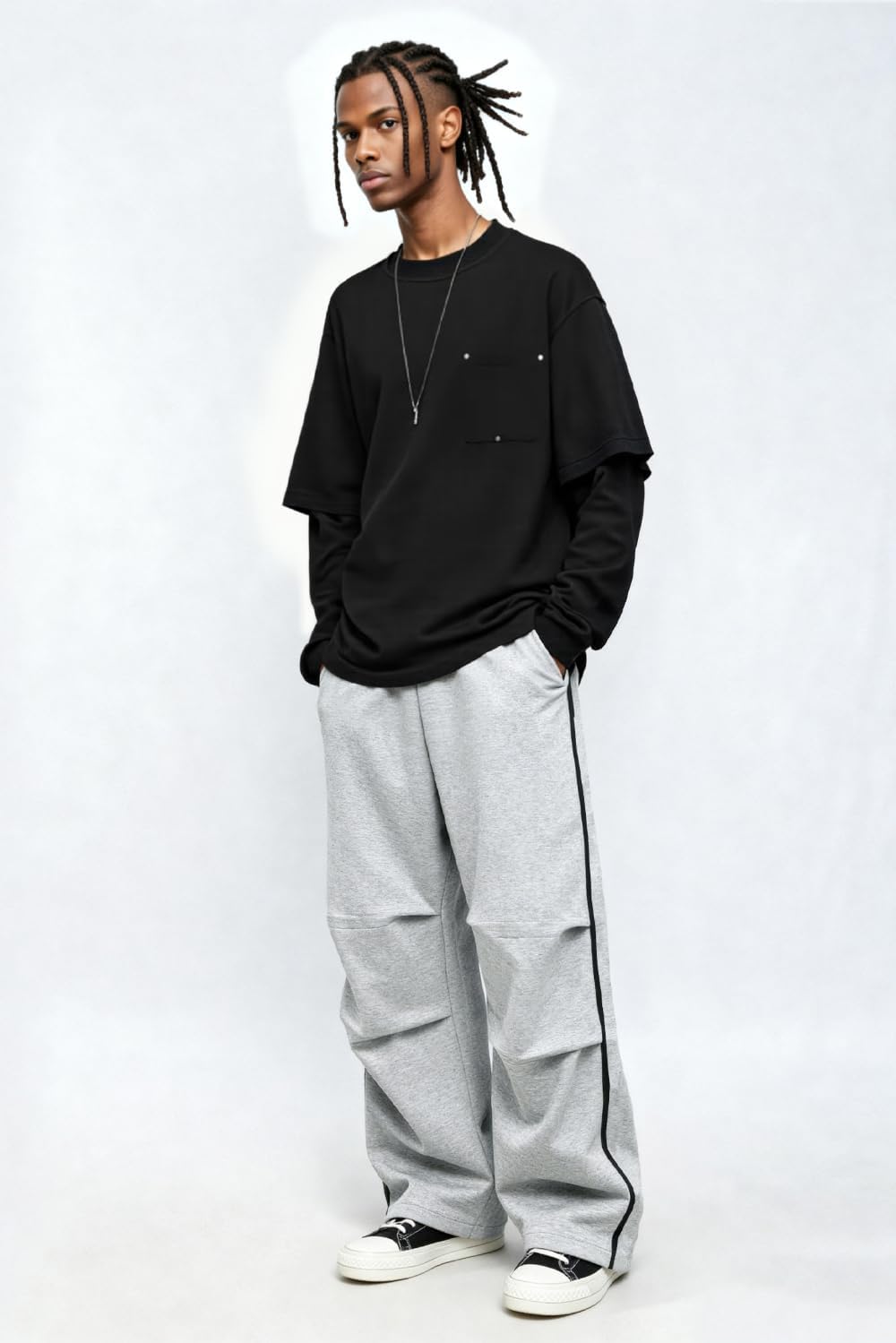 GINGTTO Mens Baggy Sweatpants Wide Leg Track Pants Open Bottom Loose Fit - Image 6