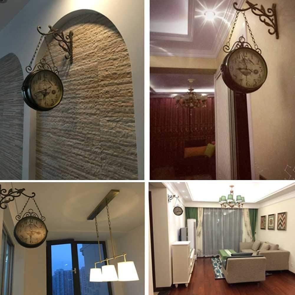 Outdoor double-sided clock retro double-sided wall clock garden double-sided wall clock clock double-sided clock bronze simple iron clock living room decoration double-sided wall clock iron clock