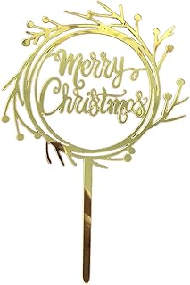 Merry Christmas Cake Topper, Acrylic Christmas Cake Topper Dessert Topper Decoration for Christmas New Year Party Decorations, Reindeer House Snowman Merry Christmas Dessert Topper Decoration
